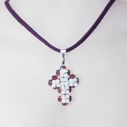 Pendant 45cm - Adena-Purple Suedine - Pendant 45cm - Laiton argenté